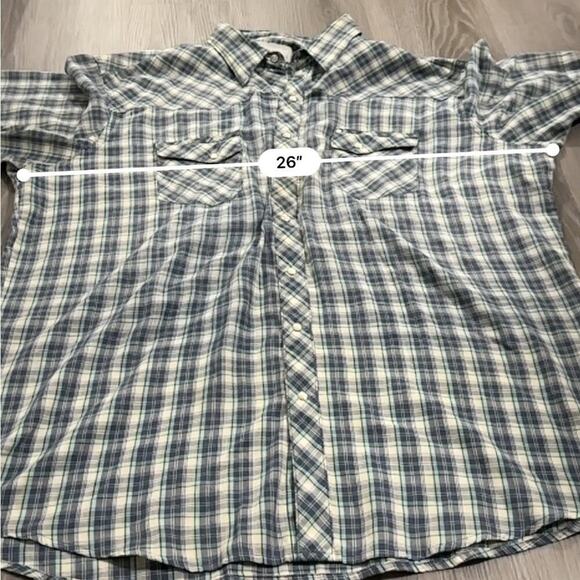 Vintage Wrangler Plaid Pearl Snap Button Down Short Sleeve Wrancher Shirt - Picture 8 of 9